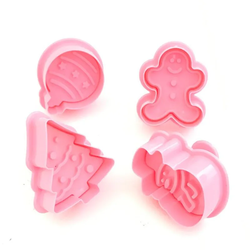 Description Picture 6 of item4Pcs DIY Christmas Tree Snowman Plastic Baking Mold Kitchen Biscuit Cookie Cutter Pastry Plunger Fondant Cake Decorating Tools