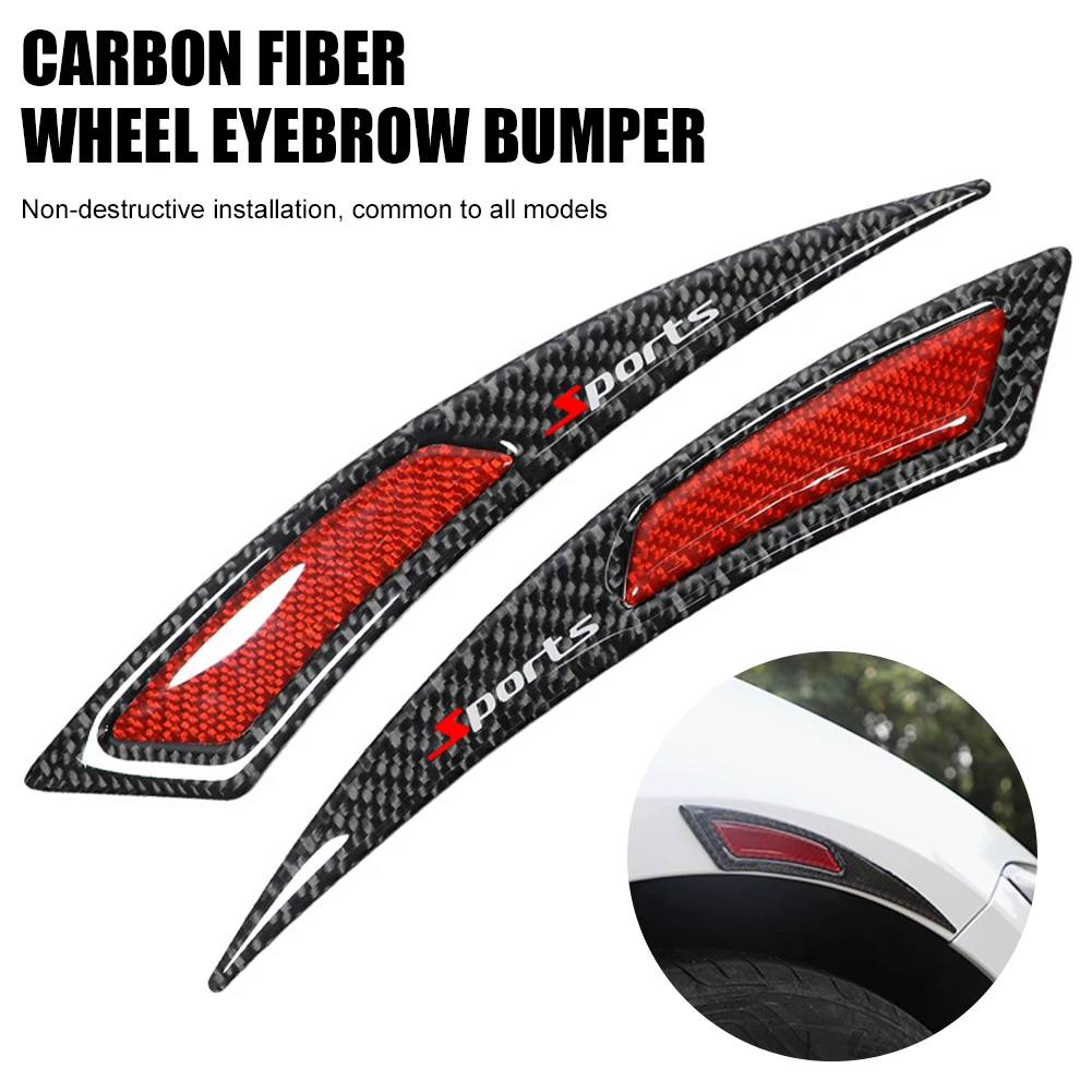 2 Pcs True Carbon Fibers Car Sticker Auto Fender Anti scratch 