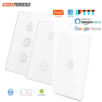 

WiFi Smart Wall Touch Light Switch Electric 1/2/3 Gang Glass Panel Wireless App Remote Control Timer work with Alexa Google Home