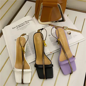 

2020 Women Gladiator Sandals Open Toe Designer Zipper High Heels Sandal Party Dance Sexy Pumps Summer Brand Fashion Woman Shoes