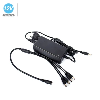 

Free Shipping EU & US Cord CCTV Power Supply Cable & CCTV Camera 12V 5A 1 Split 4 Power Adapter for Security System