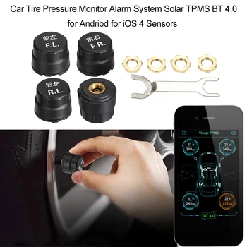 

Hot Car Tire Pressure Monitor Alarm System Solar TPMS BT 4.0 for Andriod for iOS 4 Sensors tpms