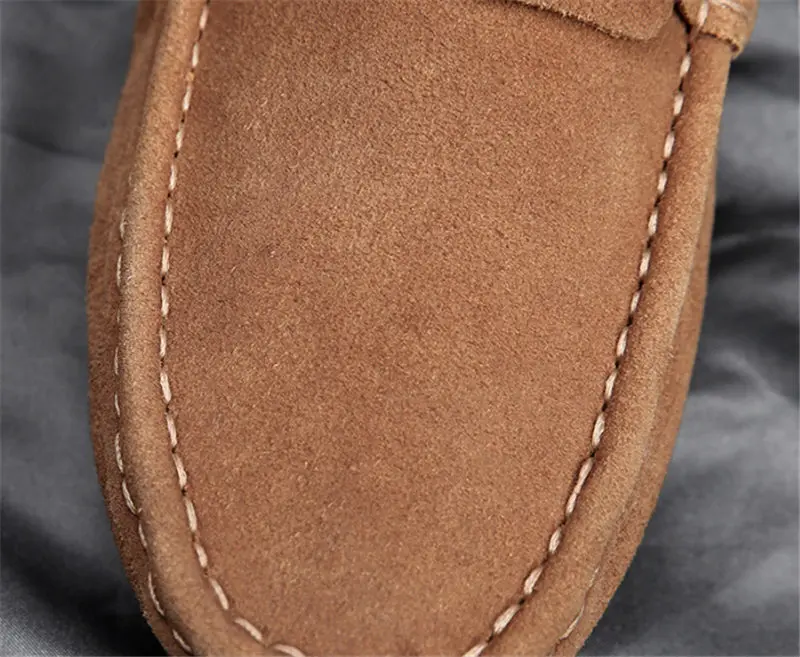 Handmade Suede Leather Mens Shoes Casual Luxury Brand Men Loafers Breathable Driving Shoes Slipon Moccasins Men Big Size