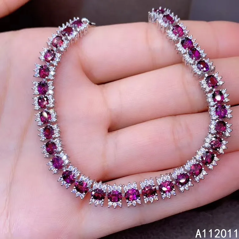 

KJJEAXCMY Fine Jewelry 925 Sterling Silver inlaid gemstone garnet popular women new hand bracelet support test hot selling