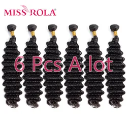 Miss Rola Hair Brazilian Deep Wave Hair Weave Bundles Natural Color Deep Curly Hair Extensions 100% Human Hair Remy Double Wefts