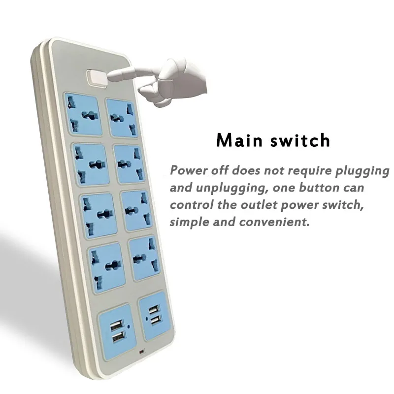 USB Розетка бытовая 4USB Быстрая зарядка порты силовая полоса 8AC Uinversal силовые розетки 1,8 м гнездо для шнура удлинителя
