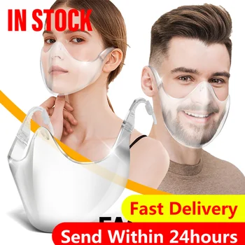 

1 Pc Transparent Mouth Cover Mask Adults Durable Face Shield Combine Plastic Reusable Clear Face Mask Lip Communication Oc6