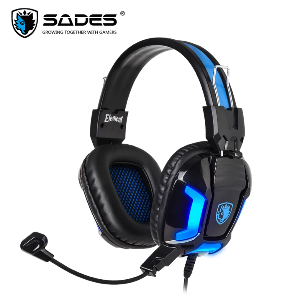 SADES Element игровая гарнитура стерео usb-наушники блестящие басы Сверхлегкий для ПК/ноутбука - Цвет: Черный