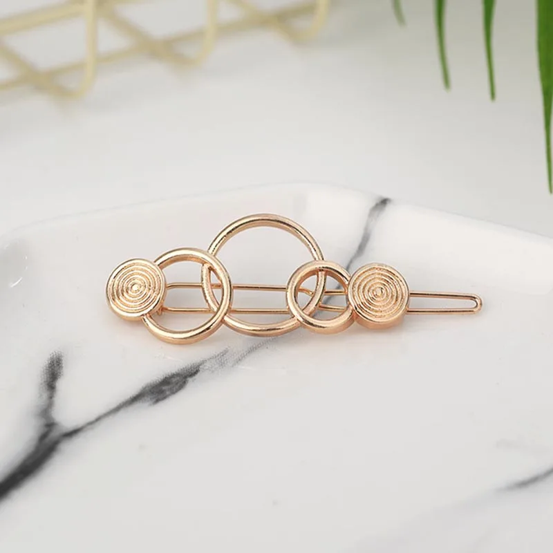 Fashion Women Hair Accessories Triangle Hair Clip Pin Metal Geometric Alloy Moon Circle Hairgrip Barrette Girls Holder