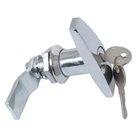 Cerradura de manija en T de aleación de Zinc para remolque RV, Panel de protección de puerta en T, con 2 llaves, cromado, plateado, antióxido