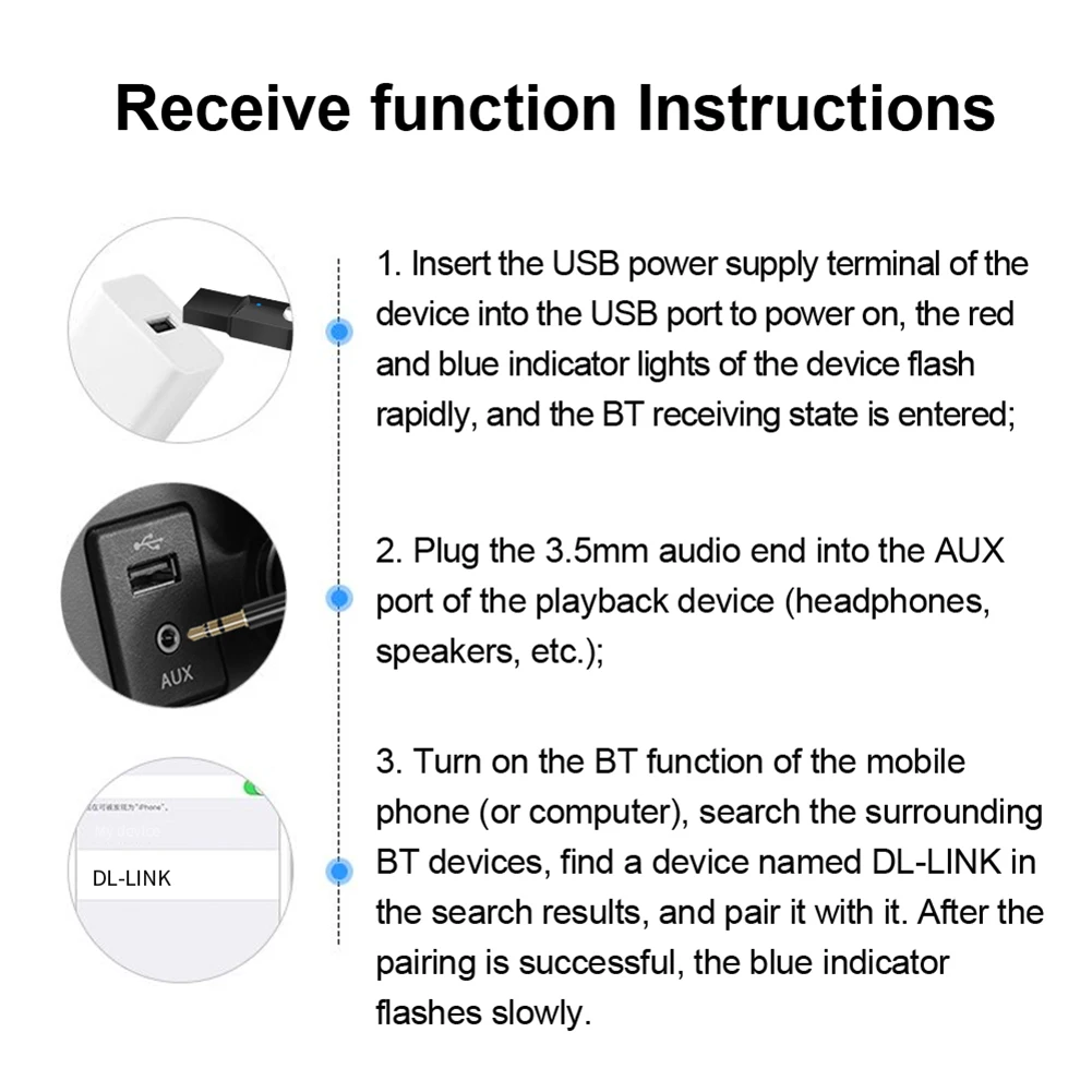 Мини BT5.0 разъем AUX Bluetooth приемник автомобильный комплект аудио MP3 музыка USB адаптер