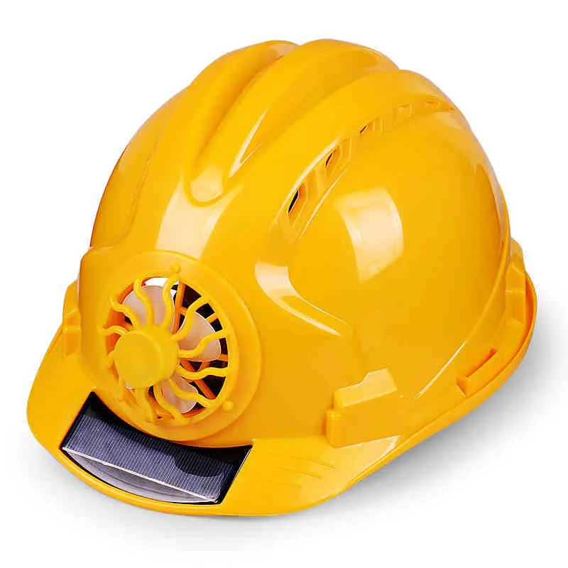 Солнечный мощный вентилятор шлем открытый рабочий защитный шлем-каска строительство рабочее место ABS Материал Защитная крышка питание ed солнечной панелью - Цвет: YELLOW