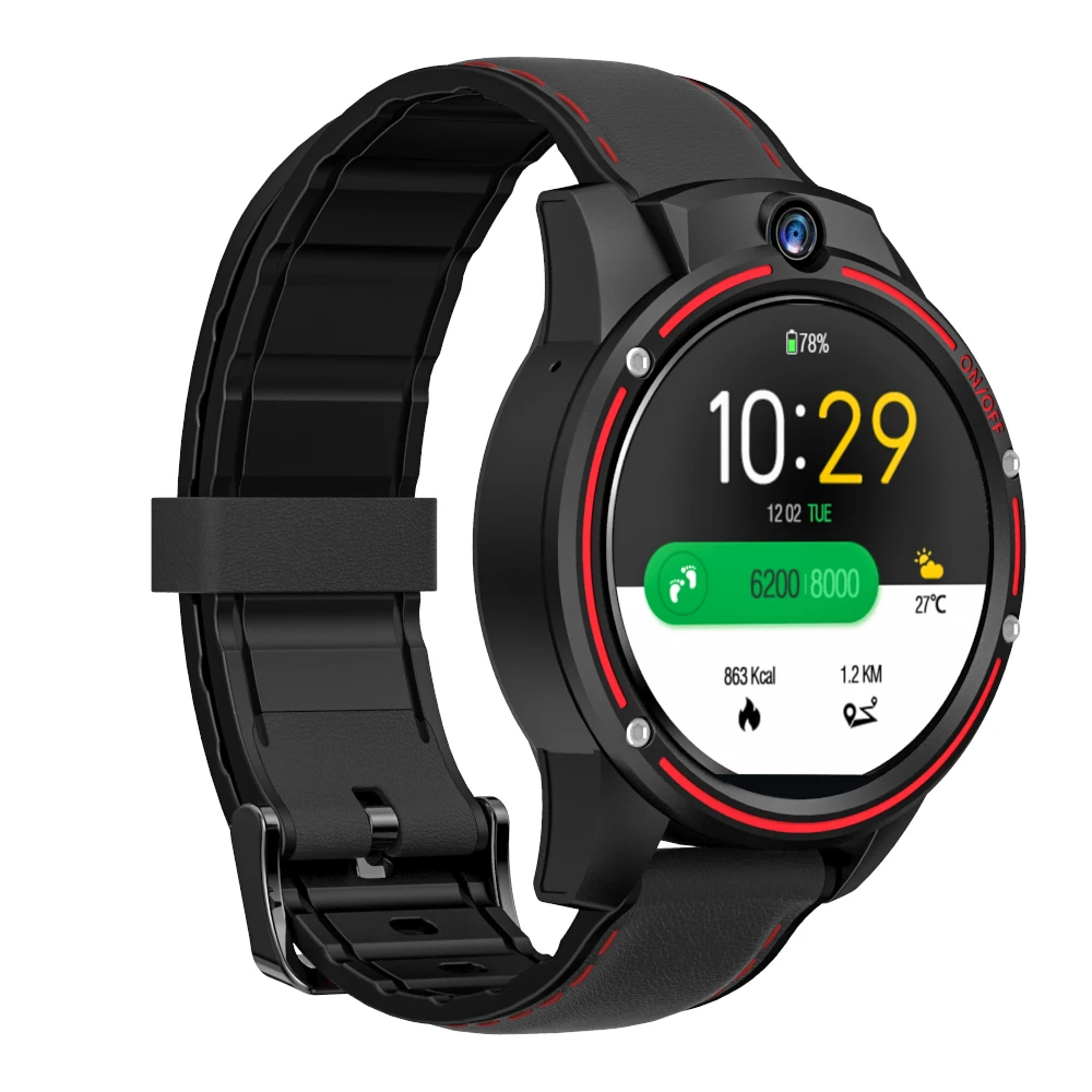 KOSPET Vision Smartwatch 4G Смарт-часы для телефона gps+ ГЛОНАСС часы для мужчин двойная камера водонепроницаемый pk brave w1 - Цвет: black red