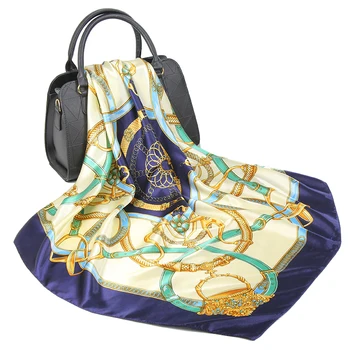 

Silk Scarf For Women Print Hair / Head Square Scarves Office Shawls Bandanna 90*90cm Satin Hijab Handkerchief Muffler Foulard