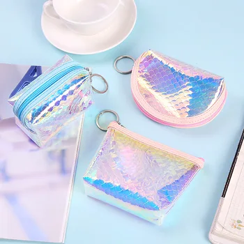 

Fashion laser Fish scale Coin Purses Women Wallets Small Cute Card Holder Key Money Mini Bag For Girls Ladies Purse