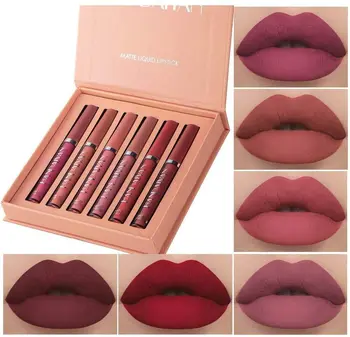 

6Pcs/Set Sexy Liquid Lipstick Waterproof Long Lasting Moist Lip Gloss Colorful Lipgloss Fashion Moisture Smooth Lip Stick # A