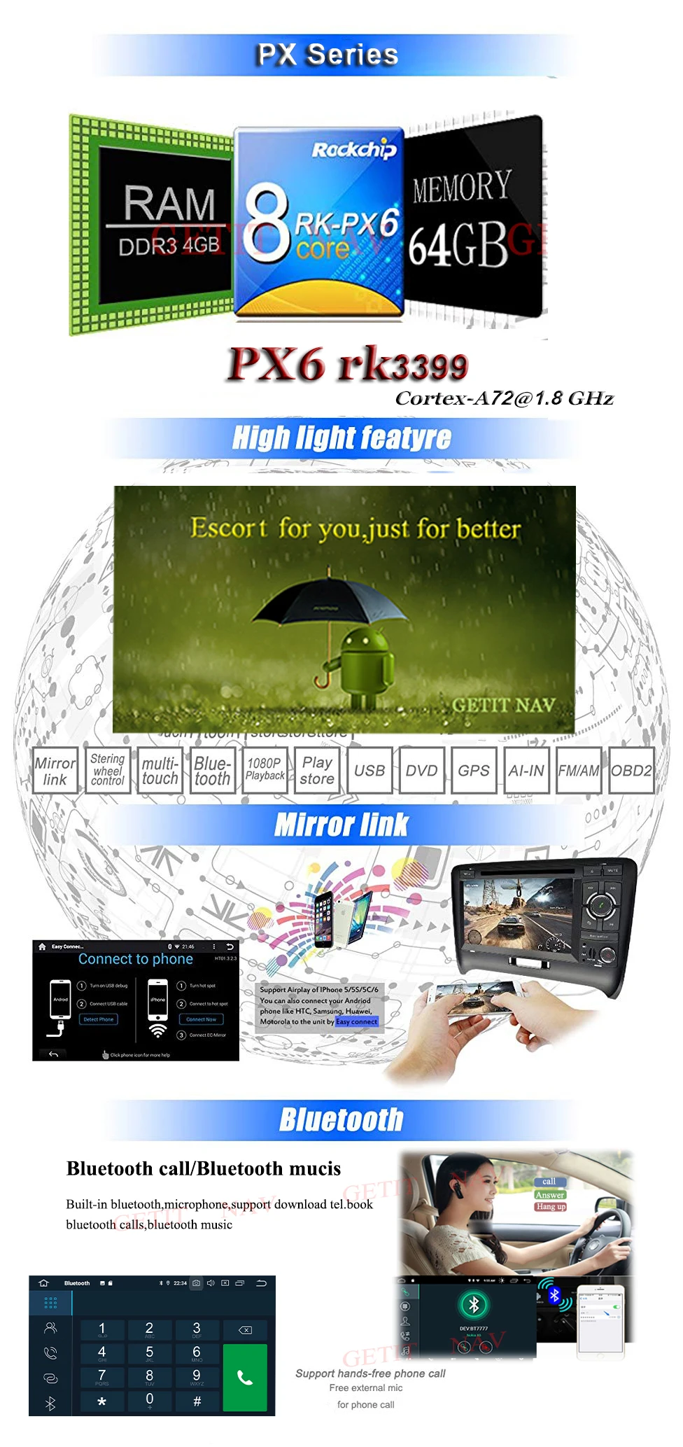 Flash Deal PX6 1.8 GHz 64GB Android 9.0 Car DVD Player For Mercedes Benz CLK W209 W203 W463 W208 Wifi 3G GPS BT Radio Stereo audio media 4