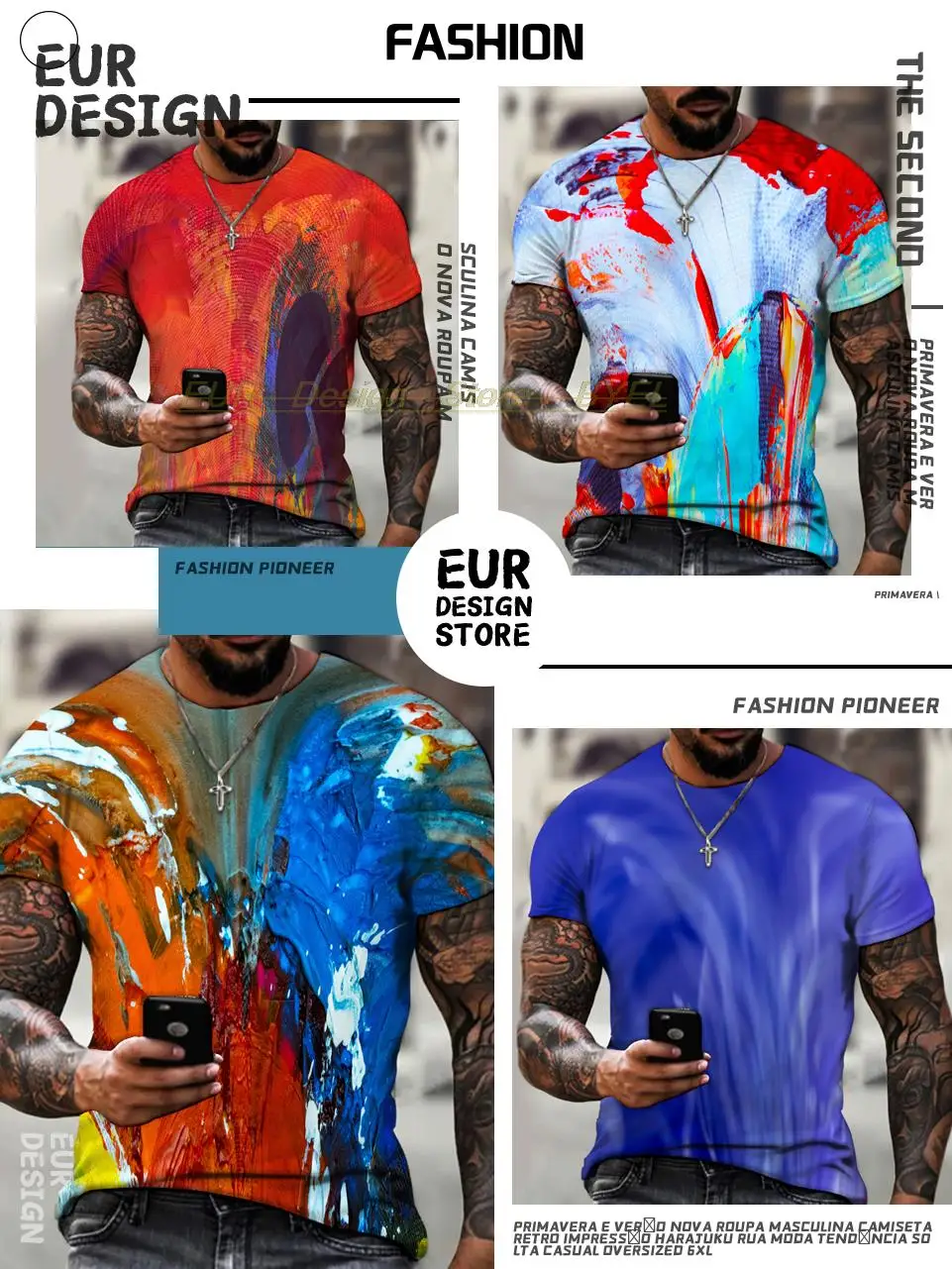 2022 Summer New Fashion Trend Street Men's Clothing, 3d Printing Abstract Art, Street Hip-hop Style Loose Casual Short Sleeves