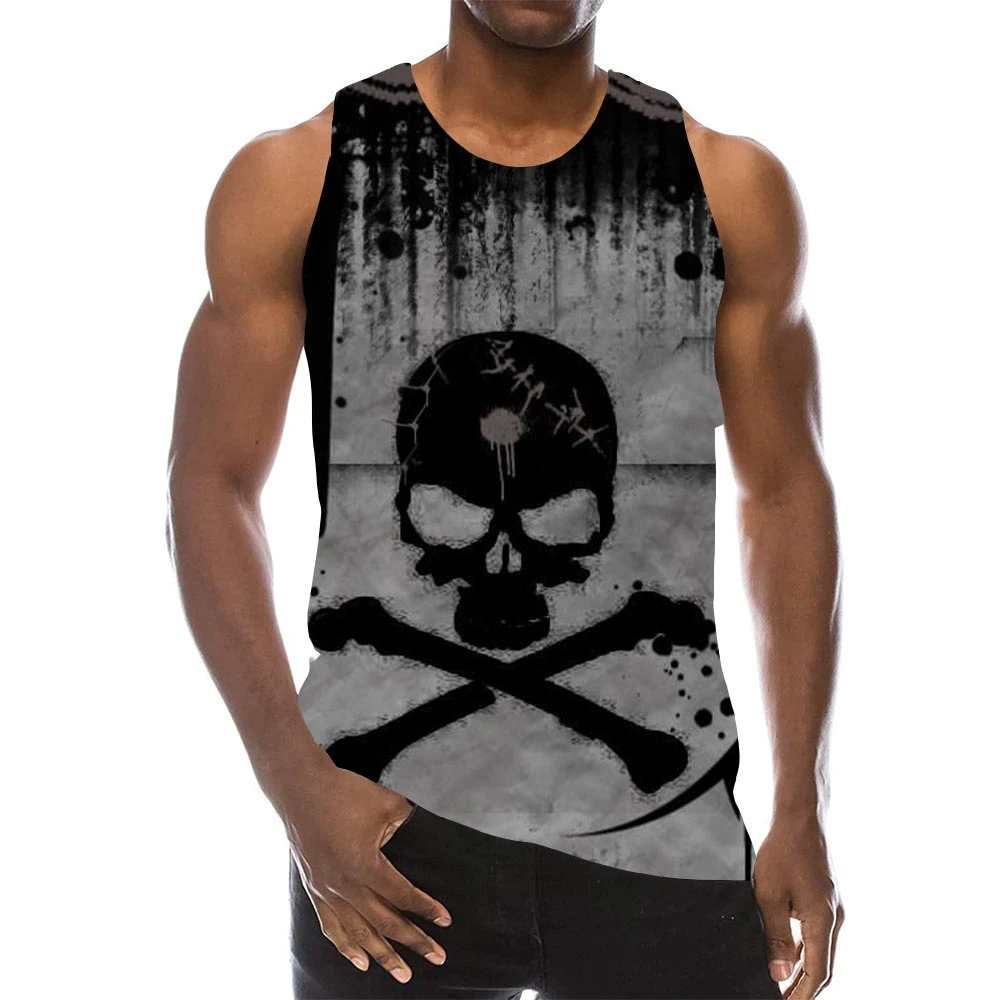 Men's Skeleton Graphic Tanks 3d Top Holiday Tees Horror Sleeveless