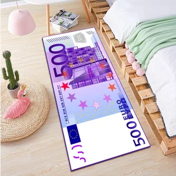 

Customized Euro currency/money rug non-slip long bedside/kitchen mat