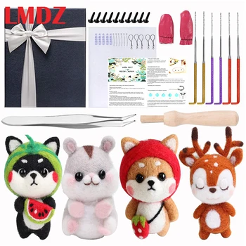 

LMDZ Needle Felting Starter Kit, 4 Pcs Doll Making Manual 1 Pcs Felting Tool Instruction Felting Foam Mat 6 Felting Needles