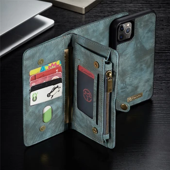 

Leather Case For Apple iPhone 11 SE 6 6S 7 8 Plus X XR Xs Max Magnet Zipper 2 in 1 Purse Wallet Flip Case For iPhone 11 Pro Max