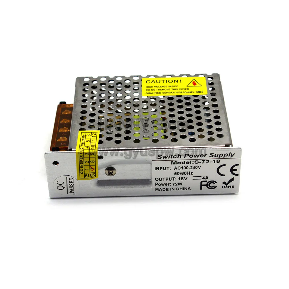 Универсальный DC выключатель питания 18V 4A 72W трансформатор драйвера 100-240V AC к DC18V SMPS для безопасности CCTV шаговый фара мотоцикла