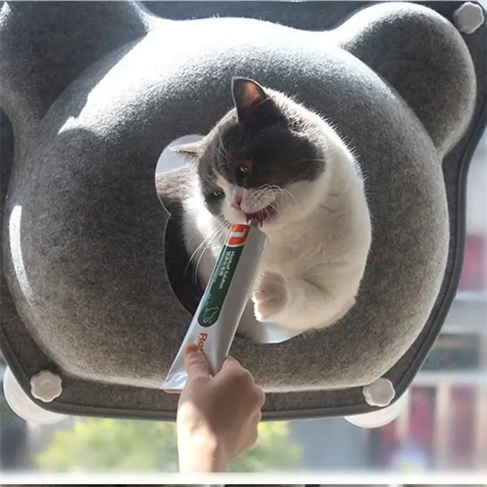 Cat Bed Hammock Sucker Window Glass Hanging Crescent Shape, Bear Shape Nest Felt Mat Pet Accessories 15KG