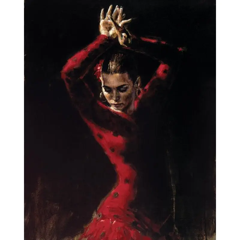 Chenistory-女性の数による油絵,モダンな装飾,フラメンコ型,キャンバス