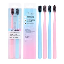 4 шт./упак. мягкая щетина пара зубная щетка портативная дорожная бамбуковая зубная щетка из древесного угля Экологичная зубная щетка для ухода за взрослыми