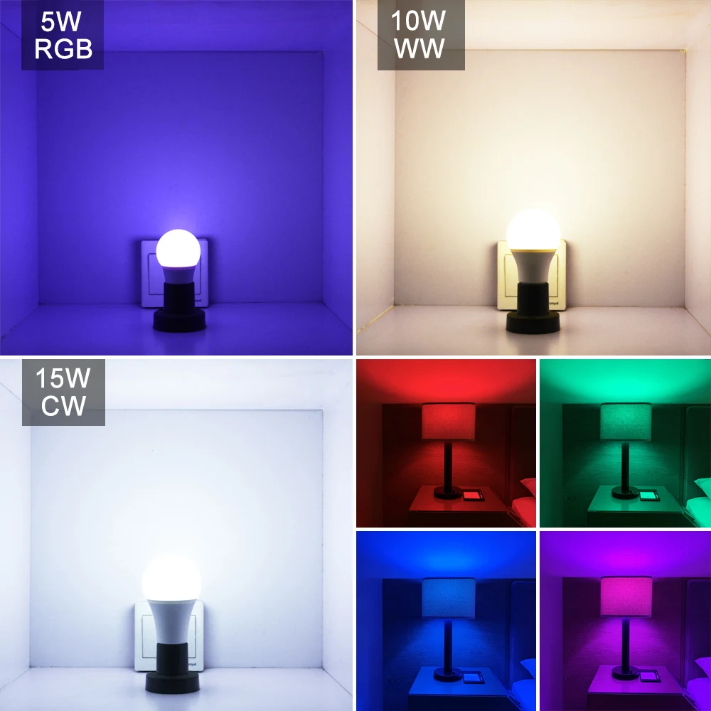  Magic Decorative Lighting 5W 10W 15W RGB+White Smart Infrared Remote Control Bulb E27 85-265V LED C - 32956380142