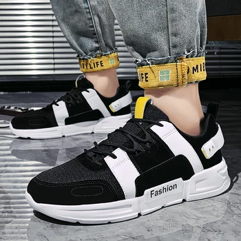 

Hot Sale Breathable Flats Footwear Students Black Walking Shoes New Style Men Casual Shoes Casual Sneakers Men Air Mesh Krasovki