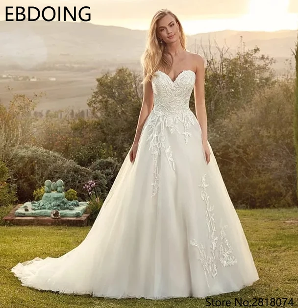 Vestidos De Novia благородное ТРАПЕЦИЕВИДНОЕ свадебное платье кружевное милое декольте новейшего размера плюс длинное свадебное платье для невесты