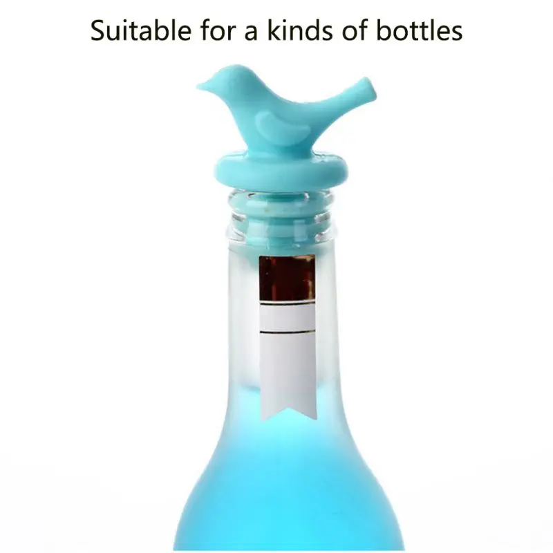 Silicone Reusable Wine Stoppers Bottle Cork With Bird-shaped Grip Top Household Decorative Accessories