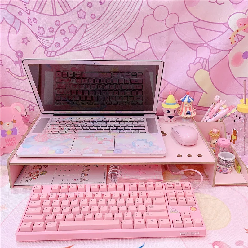  1Pc Wooden Rack Shelf Dormitory Bed laptop stand Two Flowers Book Reading laptop table