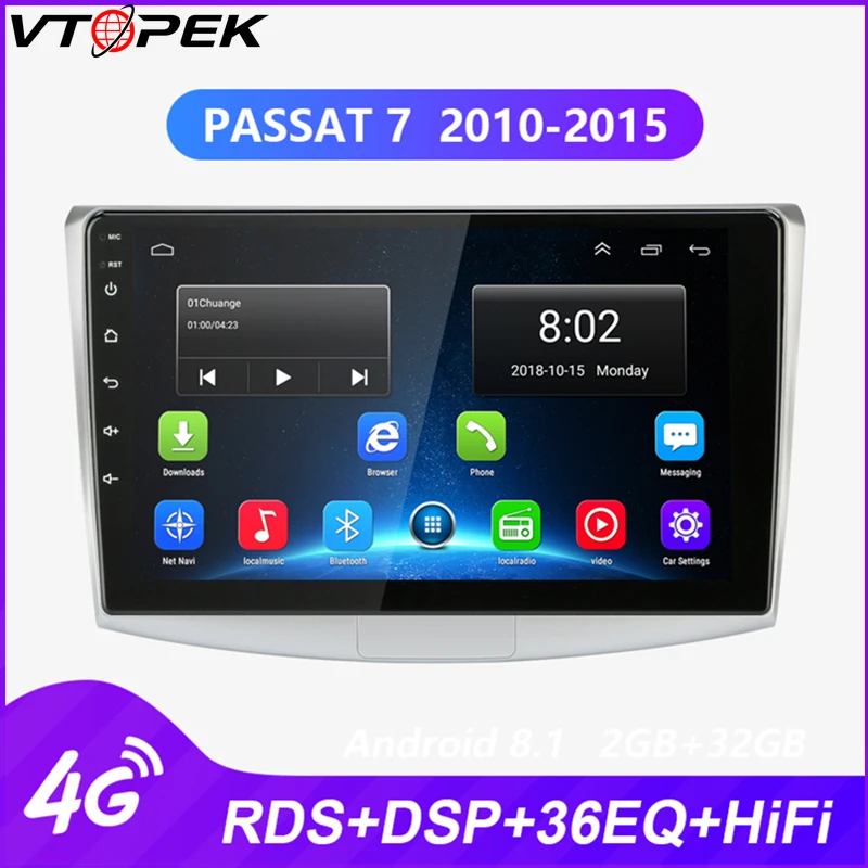 Vtopek Android car radio gps multimedia player for Passat B6 B7 CC Magotan 2010-2015 WIFI 4G net RD