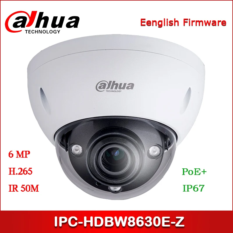 

Dahua IP Camera 6MP IPC-HDBW8630E-Z 4.1mm ~16.4mm motorized lens IR Dome Network Camera Support PoE+ Security Camera