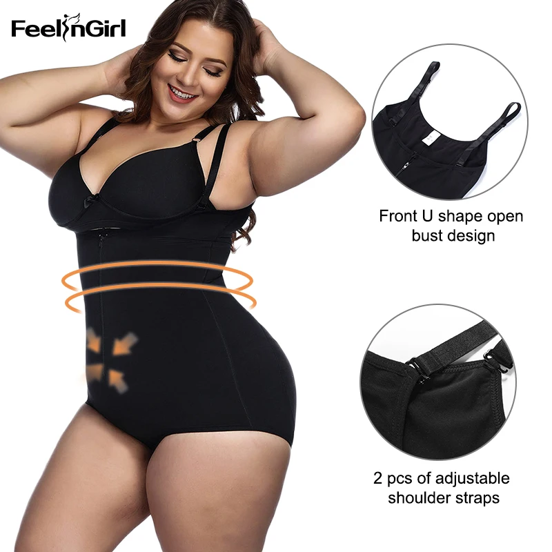 Cheap FeelinGirl Body Shaper Fat Control Shapewear Full Body Bodysuits Women Plus Size Underwear Slimming Shapewear Butt Lift Shapers