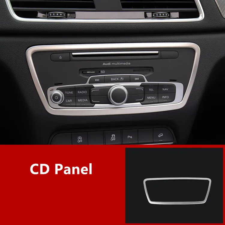 CNORICARC средняя консоль CD панель накладка для Audi Q3 13-18 автомобильные аксессуары нержавеющая сталь кондиционер ручка рамы полосы - Название цвета: cd panel
