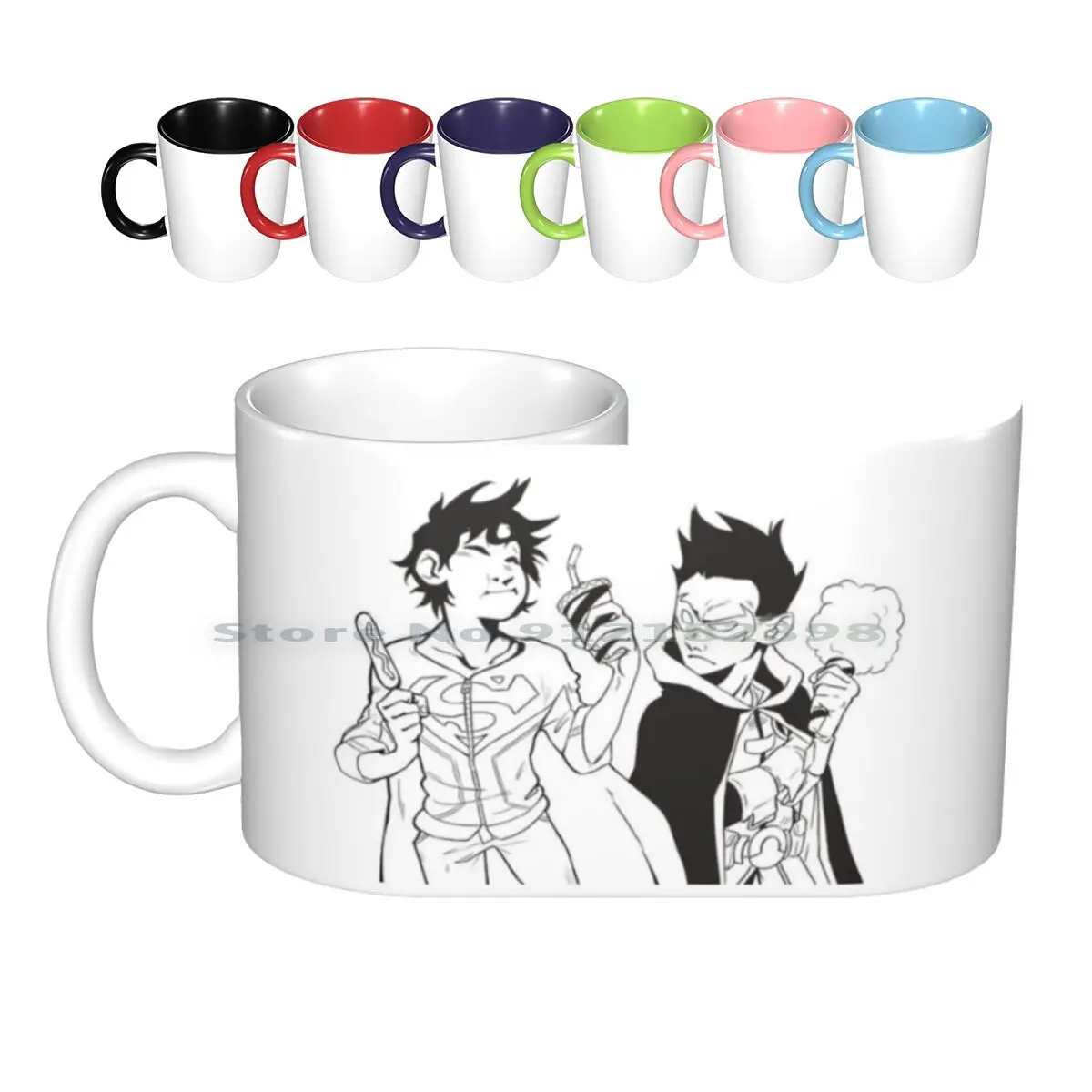 Fun Fair-세라믹 머그잔 커피 컵 밀크티 머그, 초음속 만화, 출산, 슈퍼보이, 로빈, 존, 사무엘, 켄트, 조나단  Best Top5