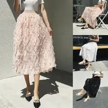 Женская эластичная фатиновая юбка-пачка с высокой талией, многослойная плиссированная юбка, вечерние юбки принцессы