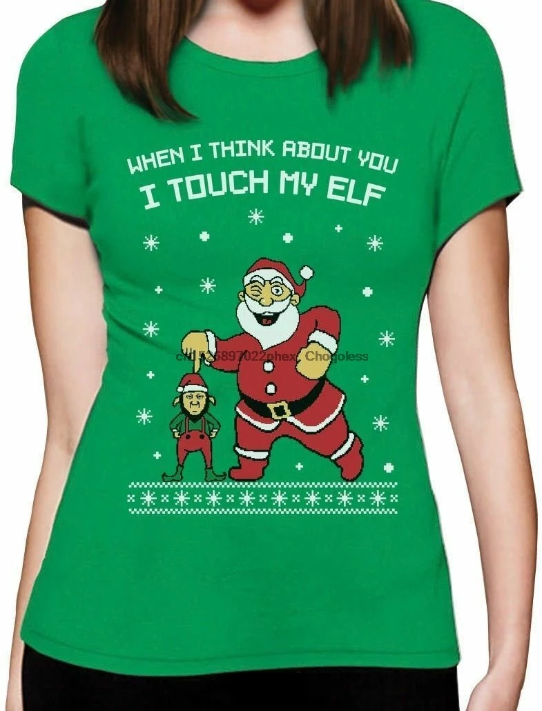 I Touch My Elf Уродливый Рождественский свитер женская футболка подарок |