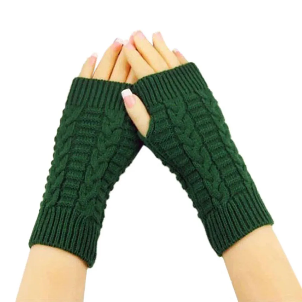 Высококачественные женские перчатки Стильные теплые зимние перчатки женские вязаные теплые митенки без пальцев# Y2