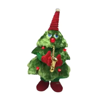 

40cm Christmas Tree Doll Electric Illuminate Swing Saxophone Xmas Tree Toy Ornament 2021 New Year Christmas Gift For Children