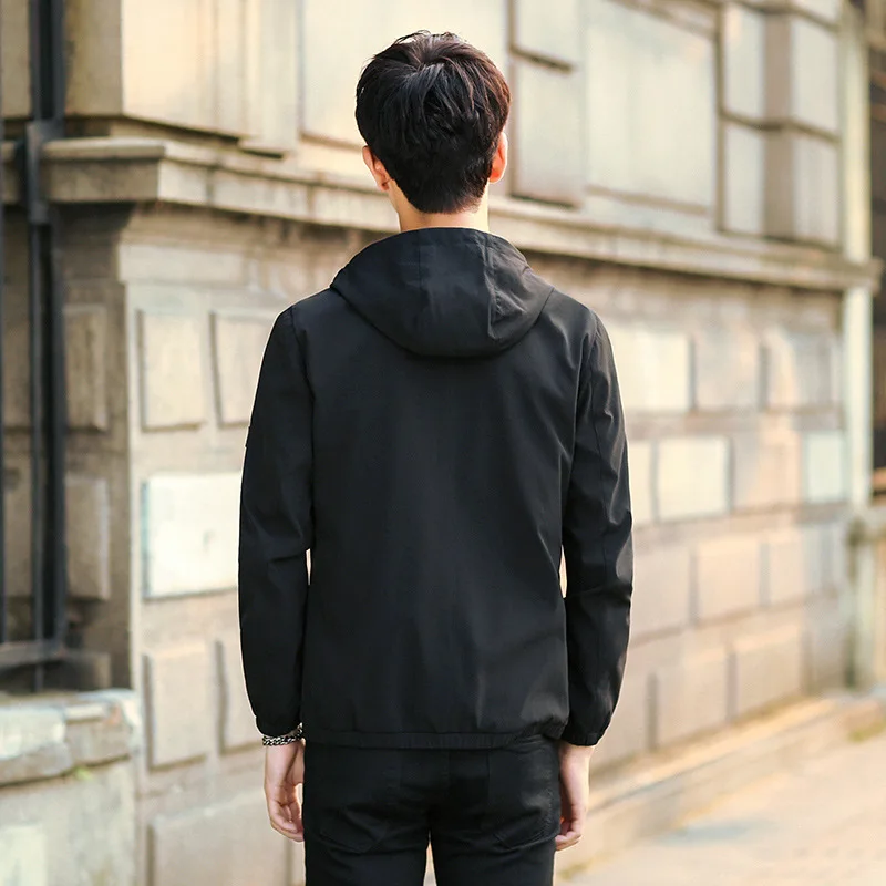 

Spring And Autumn New Style Men Hooded Embroidery Solid Color Casual Coat Youth Origional Hong Kong Style Large Size Slim Fit Ja