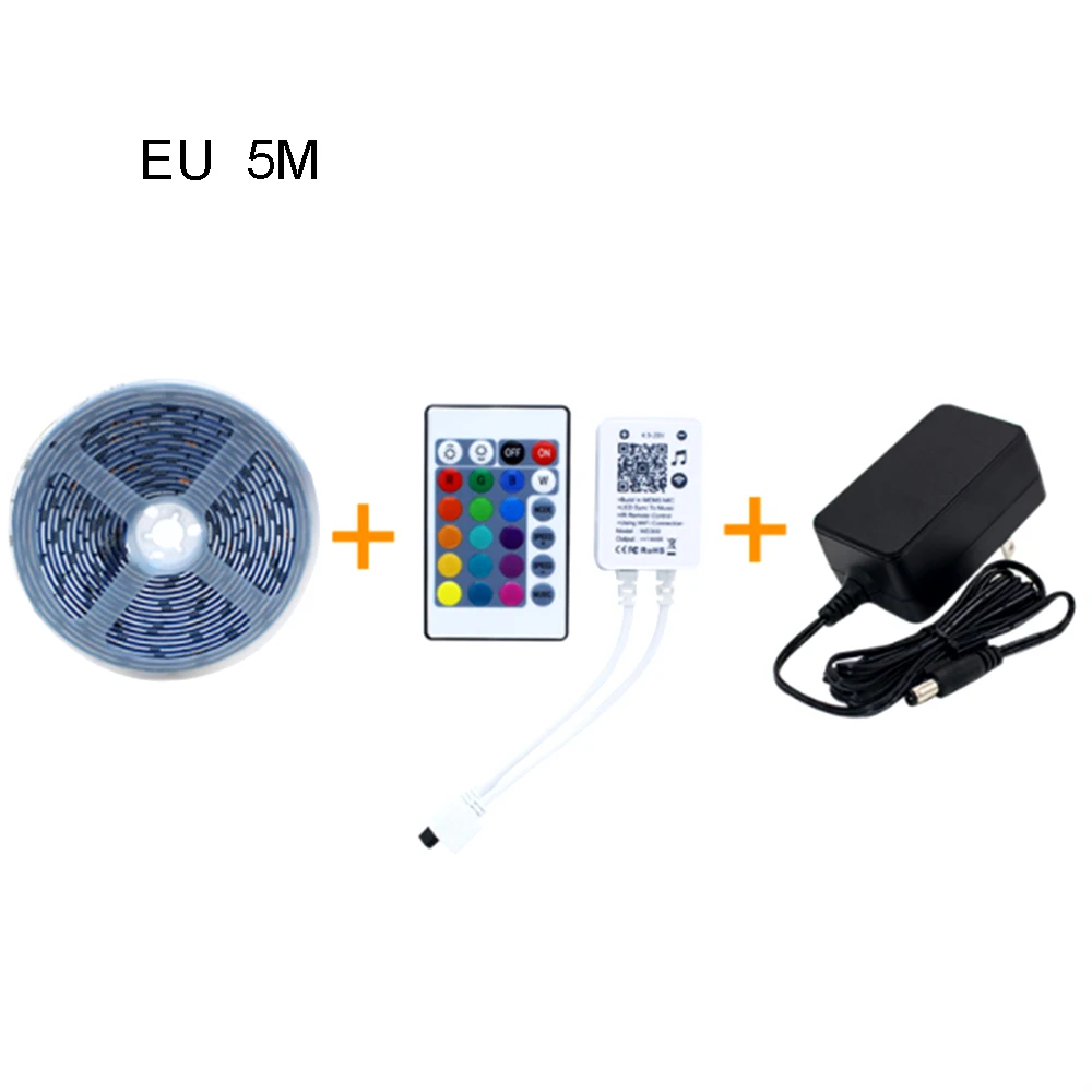 12V 150 LED Strip Lights Music Waterproof RGB LED Light Strip Kit SMD 5050 Tape Lights Color Changing Rope Lamps with Remote