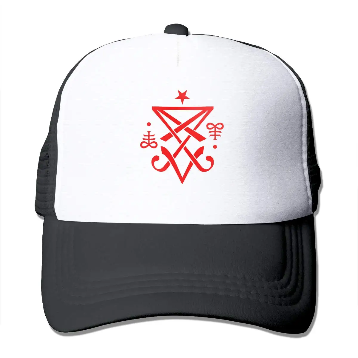 Скрытую sigil of Lucifer, унисекс Регулируемый Snapback ремень Кепка-тракер в сетчатая шляпа от солнца сетки Бейсбол CapBlack