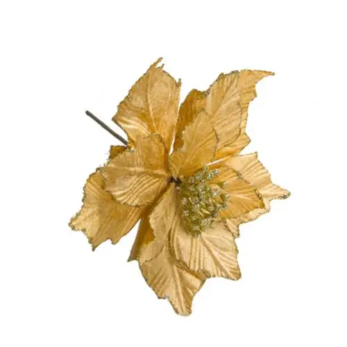 Цвет: желтый 1 шт. искусственные головки цветов Poinsettia Шелковый Искусственный Цветок Рождественская елка Декор рождественские украшения для дома рождественские вечерние navidad - Цвет: Цвет: желтый