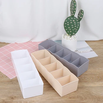 

1PCS 5 Grids Storage Basket Wardrobe Organizer Makeup Organizer For Socks Underwear Plastic Container Office Desktop Storage Box
