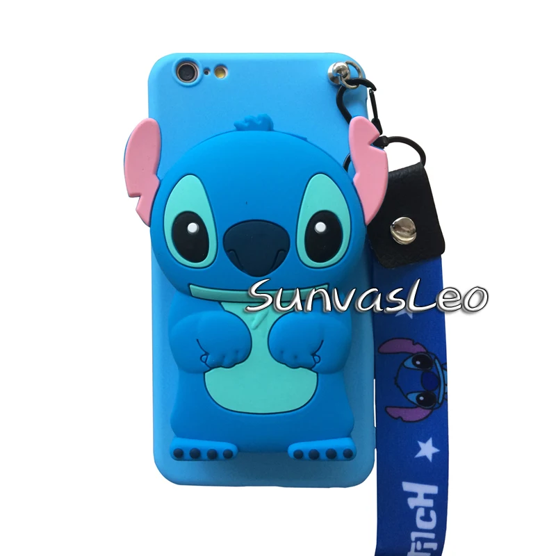 Blue Stitch Для samsung Galaxy J4 J6/Plus J8 Note8 Note9 Note10 Pro 3D Кошелек Мягкий силиконовый чехол с мультяшным животным для телефона - Цвет: Blue Stitch